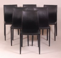 Lot 265 - A set of six contemporary black leather clad...