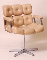 Lot 270 - A 1960s flat-sided chrome and cream leather...