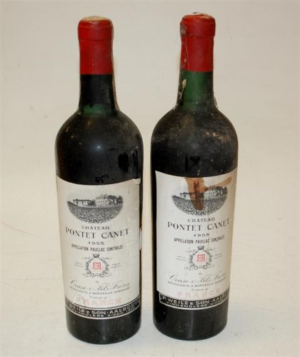 Lot 434 - Chateau Pontet Canet, 1955, Pauillac, two bottles