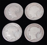 Lot 50 - Great Britain, four shillings, Victoria 'young...