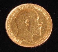 Lot 115 - Great Britain, 1908, gold half sovereign,...