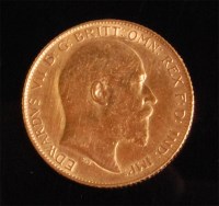 Lot 130 - Great Britain, 1909, gold half sovereign,...