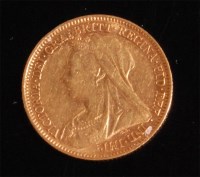 Lot 135 - Great Britain, 1901, gold half sovereign,...