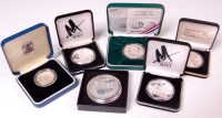 Lot 192 - Six cased silver proof coins and medallions to...