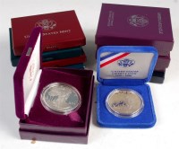 Lot 194 - USA, 9 various silver proof commemorative...