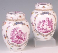 Lot 730 - *A pair of German porcelain jars and covers,...