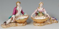 Lot 743 - # A pair of 19th century porcelain figural...