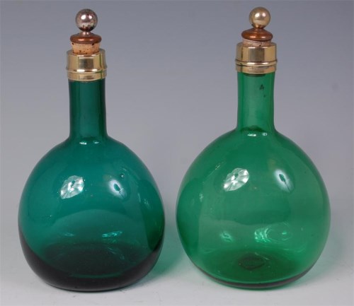 Lot 764 - # A pair of 19th century green glass wine...