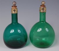 Lot 764 - # A pair of 19th century green glass wine...