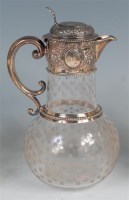 Lot 766 - A Victorian glass and silver topped claret jug,...