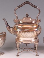 Lot 811 - *A Regency style silver spirit kettle on stand,...