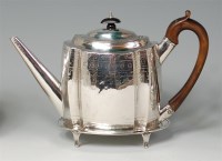 Lot 830 - A George III silver teapot on stand, both of...