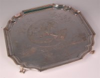 Lot 787 - *A silver salver, of shaped square form,...