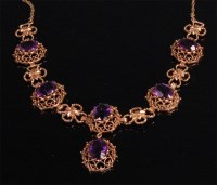 Lot 961 - A Victorian style 9ct gold amethyst set...
