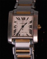 Lot 999 - A gents Cartier bi-colour stainless steel and...