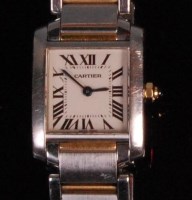 Lot 1000 - A ladies Cartier bi-colour stainless steel and...