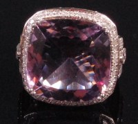 Lot 1010 - A contemporary 14ct white gold amethyst and...