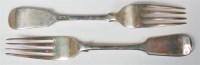 Lot 864 - A set of six late Victorian silver table forks,...