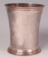 Lot 876 - A George II silver beaker, of tapering...