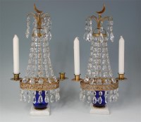 Lot 1037 - # A pair of gilt brass and faceted glass table...