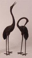 Lot 1045 - # A pair of bronzed metal ornamental cranes,...