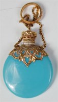 Lot 1058 - A circa 1900 opaque turquoise glass ovoid...