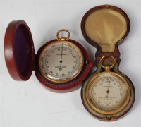 Lot 1064 - A late 19th century pocket barometer, by...