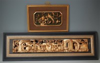 Lot 1100 - A Chinese carved giltwood panel, depicting a...