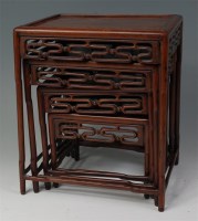 Lot 1125 - A Chinese rosewood miniature quartetto nest of...