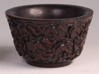 Lot 1132 - A 19th century Chinese hongmu bowl, of...