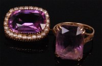 Lot 998 - An Edwardian 9ct gold amethyst and seed pearl...