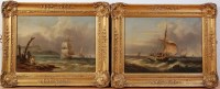 Lot 1173 - Attributed to Robert Westall - Pair; Sailing...