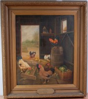 Lot 1176 - Follower of Edgar Hunt (1876-1953) - Chickens...