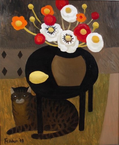 Lot 1183 - Mary Fedden (1915-2012) - Still life with cat,...