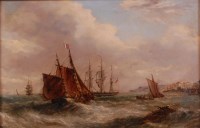 Lot 1202 - Samuel Calvert (1828-1913) - Coastal seascape...