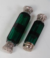 Lot 1053 - A late Victorian faceted green glass...