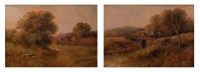 Lot 1219 - Nolan - Pair; Rural landscapes with cottages,...