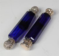 Lot 1054 - A late Victorian faceted Bristol blue glass...