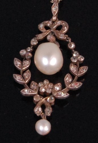 Lot 933 - A Victorian white metal diamond and pearl set...