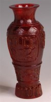 Lot 1134 - A Chinese red amber style moulded vase, of...