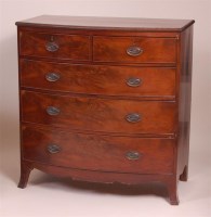 Lot 1300 - A circa 1830 mahogany crossbanded bowfront...