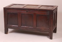 Lot 1305 - A circa 1700 joined oak three panel coffer,...