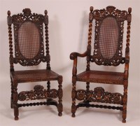 Lot 1310 - A late 19th century walnut elbow chair and...