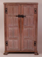 Lot 1335 - # An early 20th century limed oak double door...