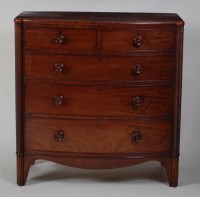 Lot 1354 - A late Regency mahogany bowfront chest, having...