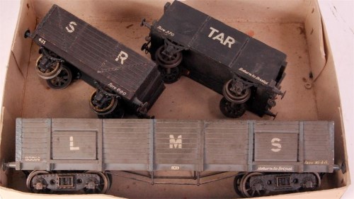 Lot 409 - 3x Milbro GI wooden wagons including LMS high...