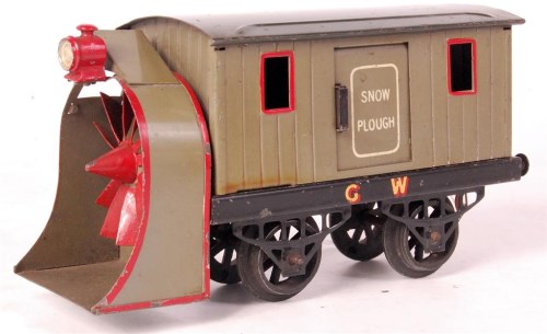 Lot 474 - Hornby 1926 GW snowplough on black open...