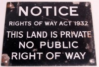 Lot 6 - A small enamel sign, white on black, notice...