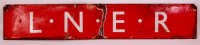 Lot 109 - Enamel poster board header LNER, measures 29"...