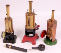 Lot 32 - 3 small vertical steam engines all with single...